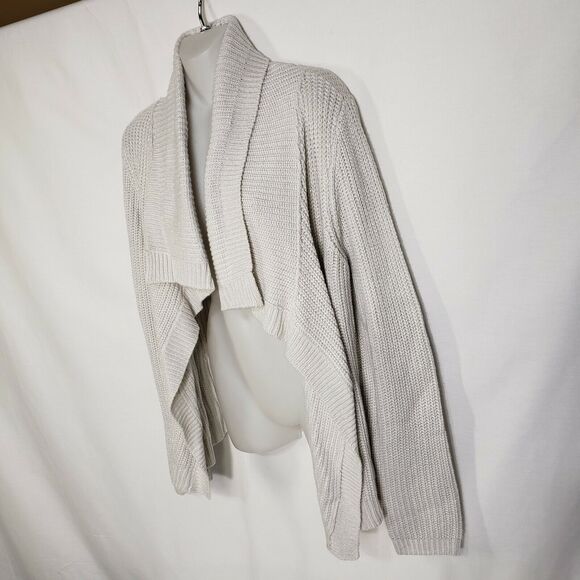 Christopher & Banks Womens Cardigan Sweater Small Cream Cascade Open Front Knit - Picture 6 of 12
